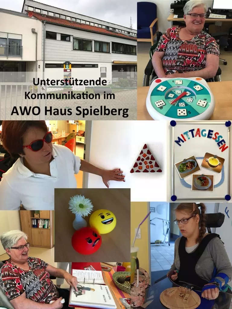 Collage der Unterstützenden Kommunikation im AWO Haus Spielberg