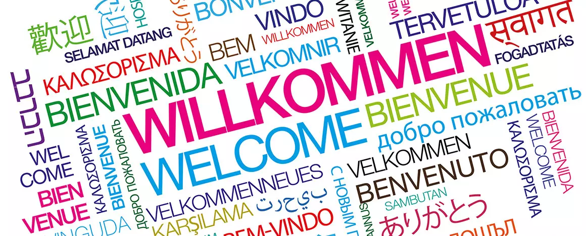 Willkomen in verschiedenen Sprachen - Sozialberatung Geflüchtete