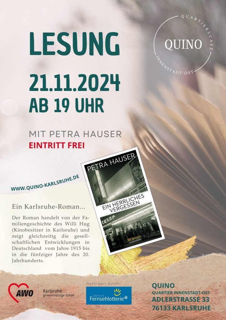 Flyer QUINO Lesung Petra Hauser AWO Karlsruhe