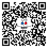 Das Bild zeigt einen schwarz weißen QR Code. In der Mitte befindet sich das Logo der Hanne Landgraf Stiftung. Das Logo zeigt zwei stilisierte gezeichnete Figuren, eine in Blau und eine in Rot. Unter den Figuren steht der Schriftzug Hanne Landgraf Stiftung. Unter dem Schriftzug befindet sich das kleine Logo der AWO Karlsruhe.