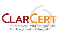 ClarCert Logo in Rot un Gelb.