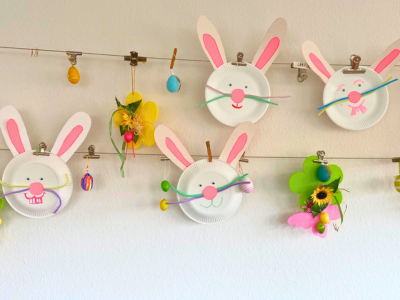Gebastelte Osterdekoration aus Papier im Seniorenzentrum Haus am Blumentor