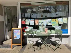 Quartiersbüro-Mühlburg-Fensterfront Quartiersbuero Muehlburg Fensterfront AWO Karlsruhe