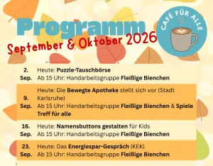 20260813_Quartier Mühlburg_Sept_Okt_Programm_Café für alle_Teaser 20260813 Quartier Muehlburg Sept Okt Programm Cafe fuer alle Teaser AWO Karlsruhe